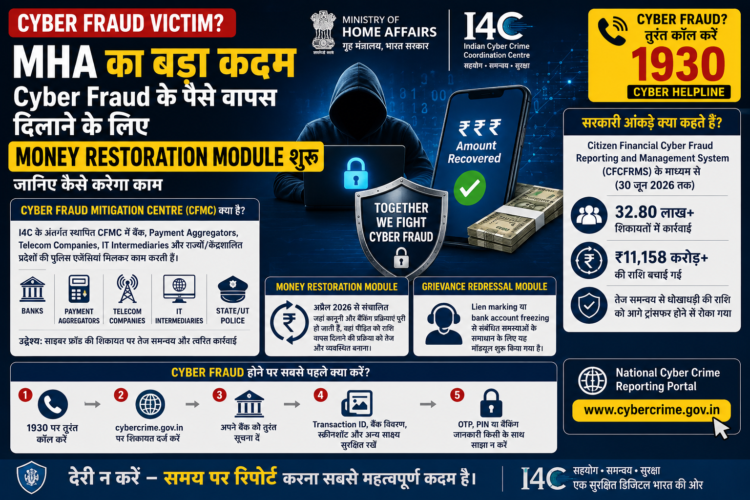 MHA Money Restoration Module: Cyber Fraud के पैसे वापस कैसे मिलेंगे