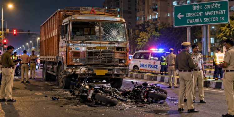 Dwarka Road Accident: 22-Year-Old Man Killed After Truck Hits Two Motorcycles, Driver Arrested